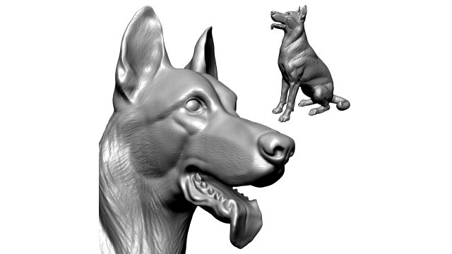 German Shepherd Dog - Low and High poly Model 3D Model .c4d .max .obj .3ds .fbx .stl .blend 