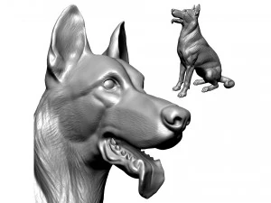 德国牧羊犬 - 低多边形和高多边形模型 3D 模型