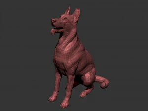 German Shepherd Dog - Low and High poly Model 3D Model