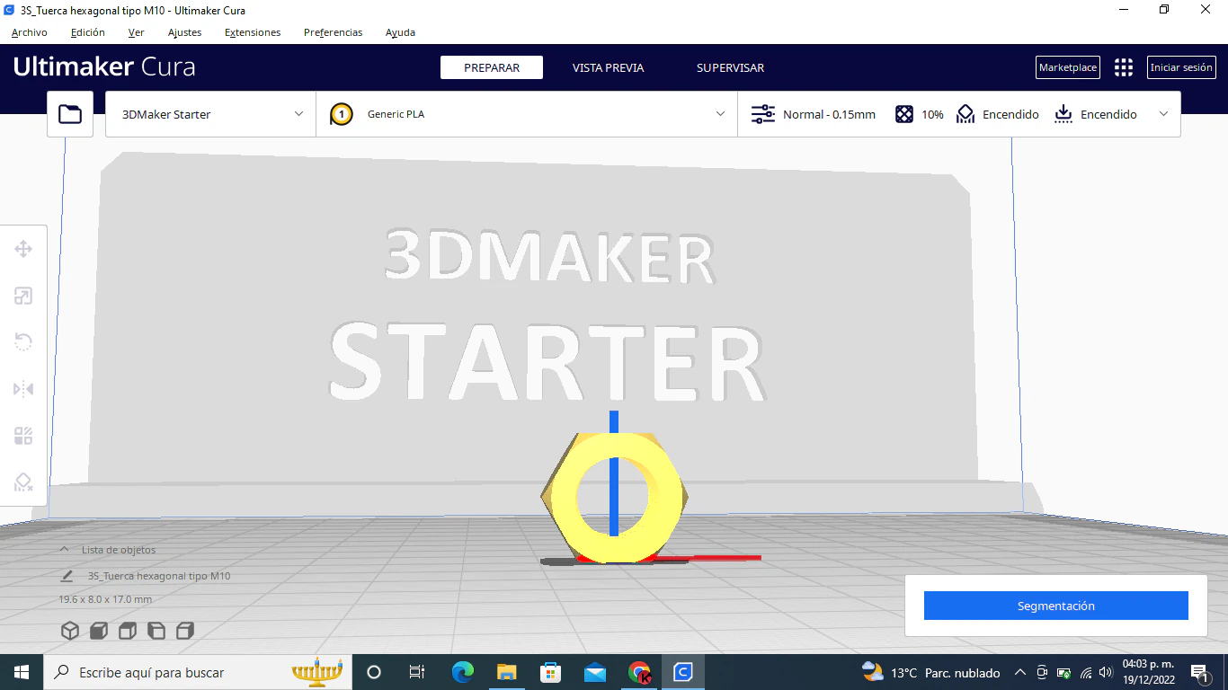 Hexagonal bolt type M10 3D Print Model .c4d .max .obj .3ds .fbx .stl .blend 