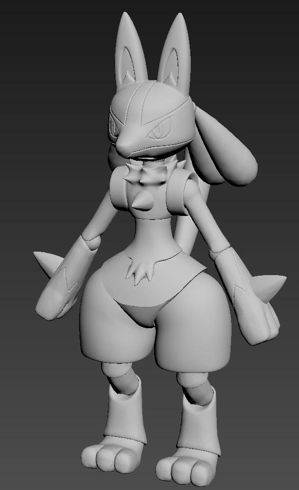 Lucario figure pokemon 3D Print Model .c4d .max .obj .3ds .fbx .stl .blend 