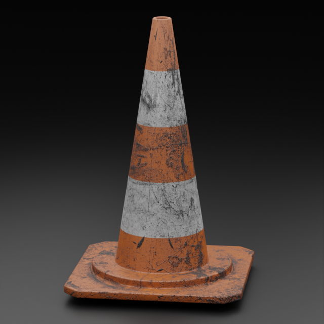 Dirty Traffic Cone Modello 3D .c4d .max .obj .3ds .fbx .stl .blend 