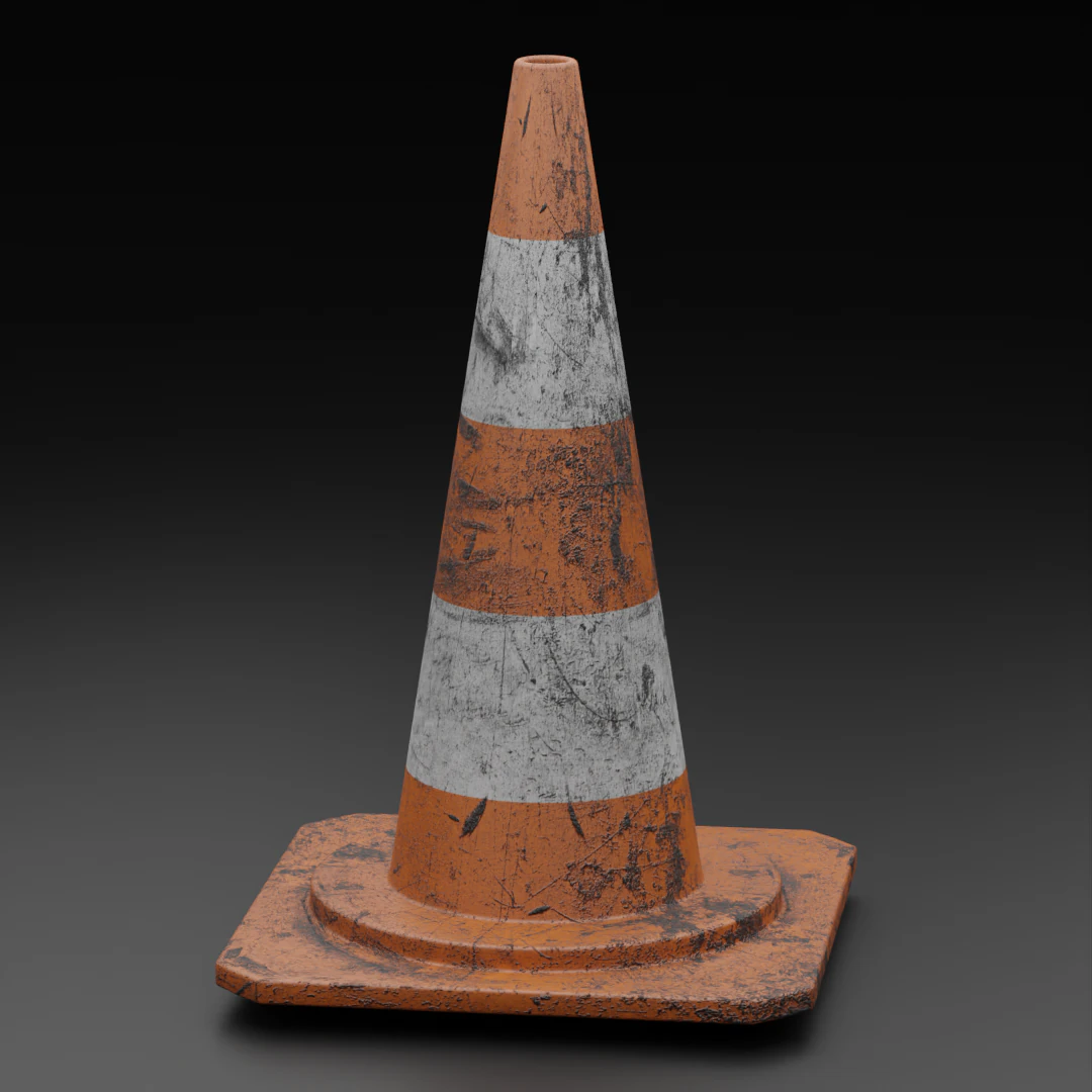 肮脏的交通锥 3D 模型 .c4d .max .obj .3ds .fbx .stl .blend 