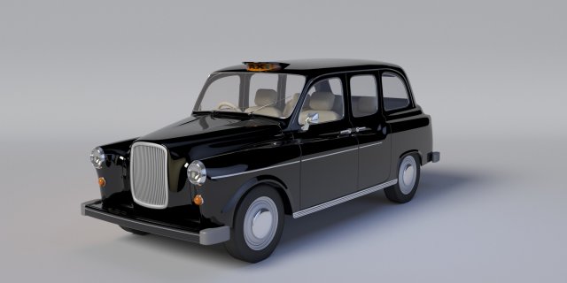 London Taxi - Austin Cab Schwarz 3D Model .c4d .max .obj .3ds .fbx .stl .blend 