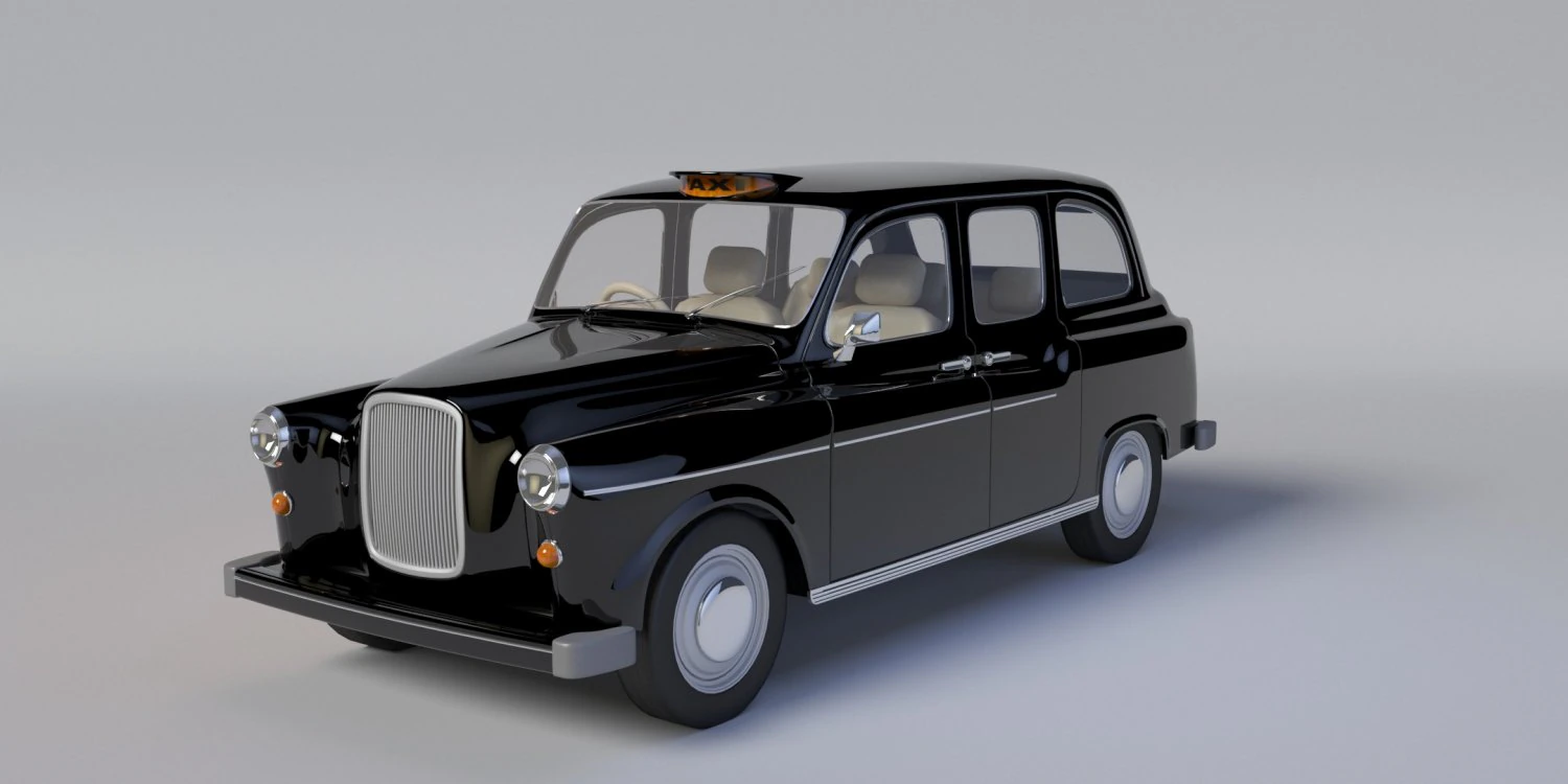 London Taxi - Austin Cab Schwarz 3D Model .c4d .max .obj .3ds .fbx .stl .blend 