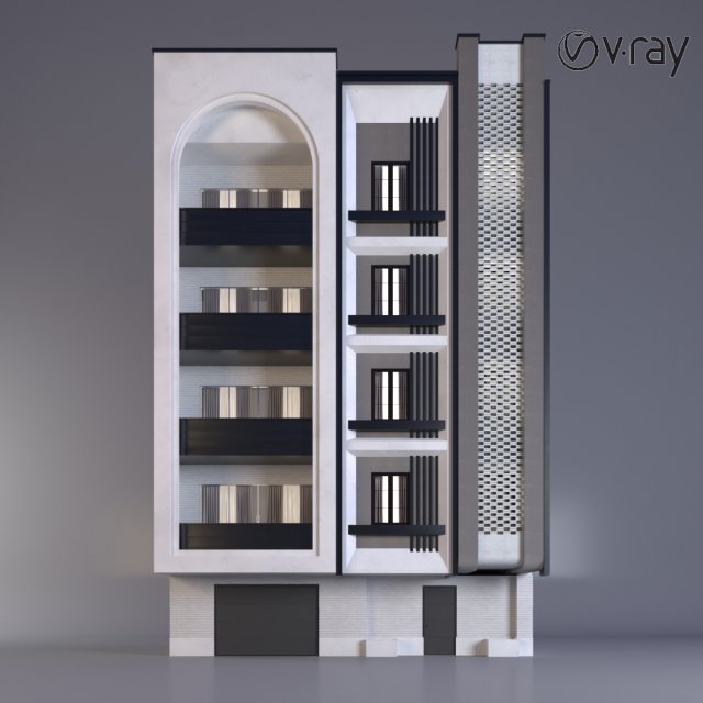 FTH-Building-Facade-01-2019 3D-Modell .c4d .max .obj .3ds .fbx .stl .blend 