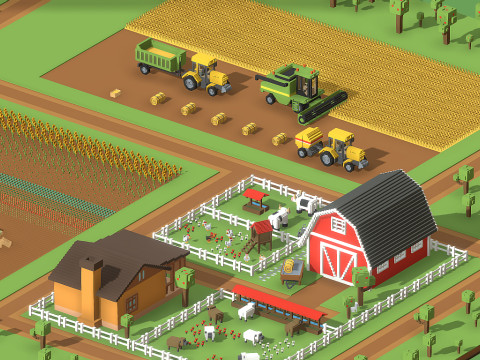 Voxel Farm 80 Items 3D Модель