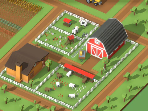 Voxel Farm 80 Items 3D Model