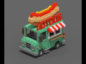 Van Hotdog Voxel Model 3D