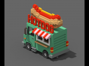 Voxel Hotdog Van 3D Model