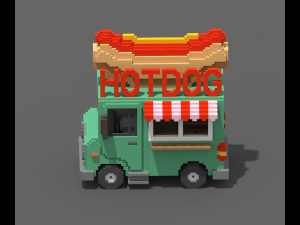 Voxel Hotdog Van 3D Model