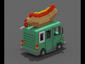 Van de cachorro-quente Voxel Modelo 3D