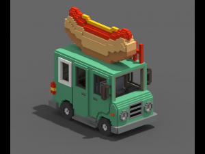 Voxel Hotdog Van 3D Model