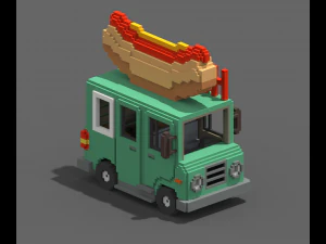 Van de cachorro-quente Voxel Modelo 3D
