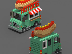 Voxel Hotdog Van 3D Model
