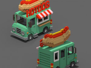 Van de cachorro-quente Voxel Modelo 3D