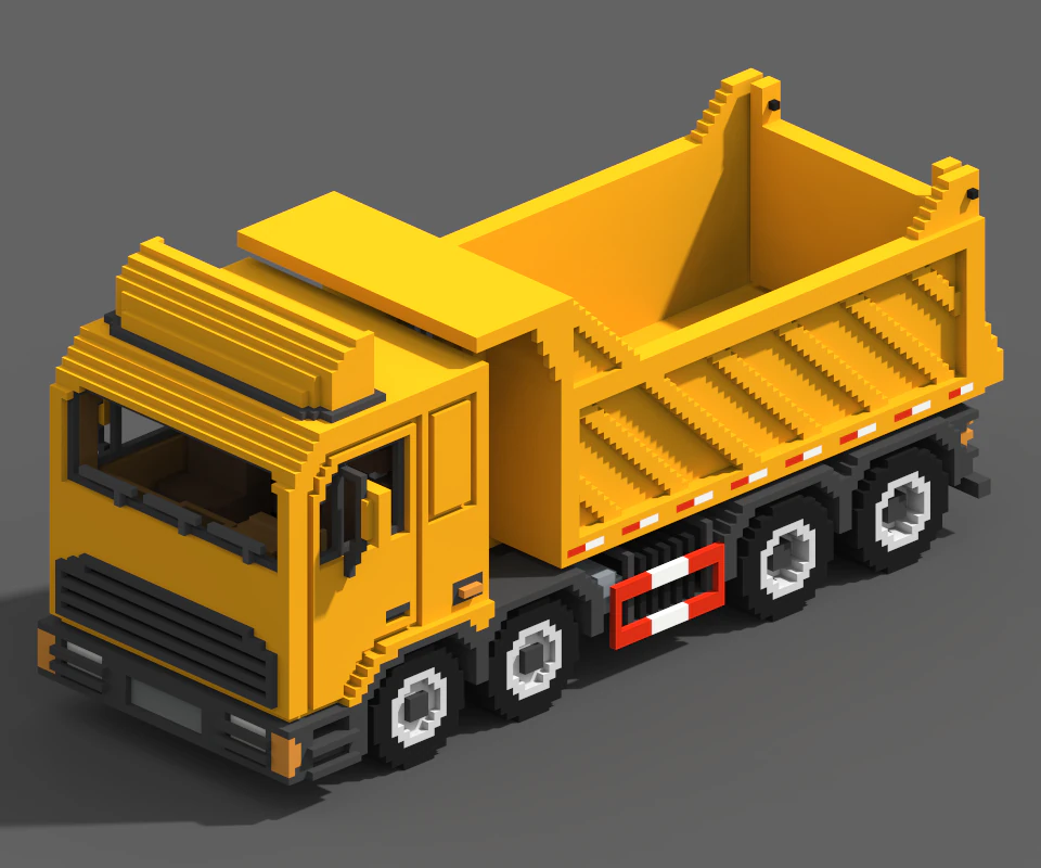 Voxel Tipper Truck 3D Model .c4d .max .obj .3ds .fbx .stl .blend 
