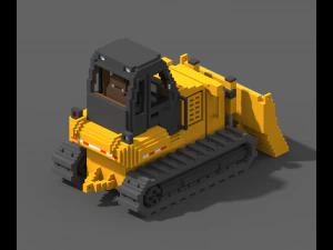 Voxel Bulldozer 3D Model