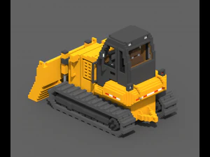 Voxel Bulldozer 3D Model
