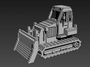 Voxel Bulldozer 3D Model
