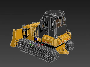 Voxel Bulldozer 3D Model