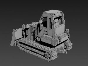 Voxel Bulldozer 3D Модель