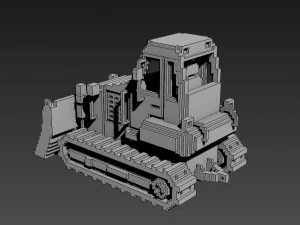 Voxel Bulldozer 3D Model