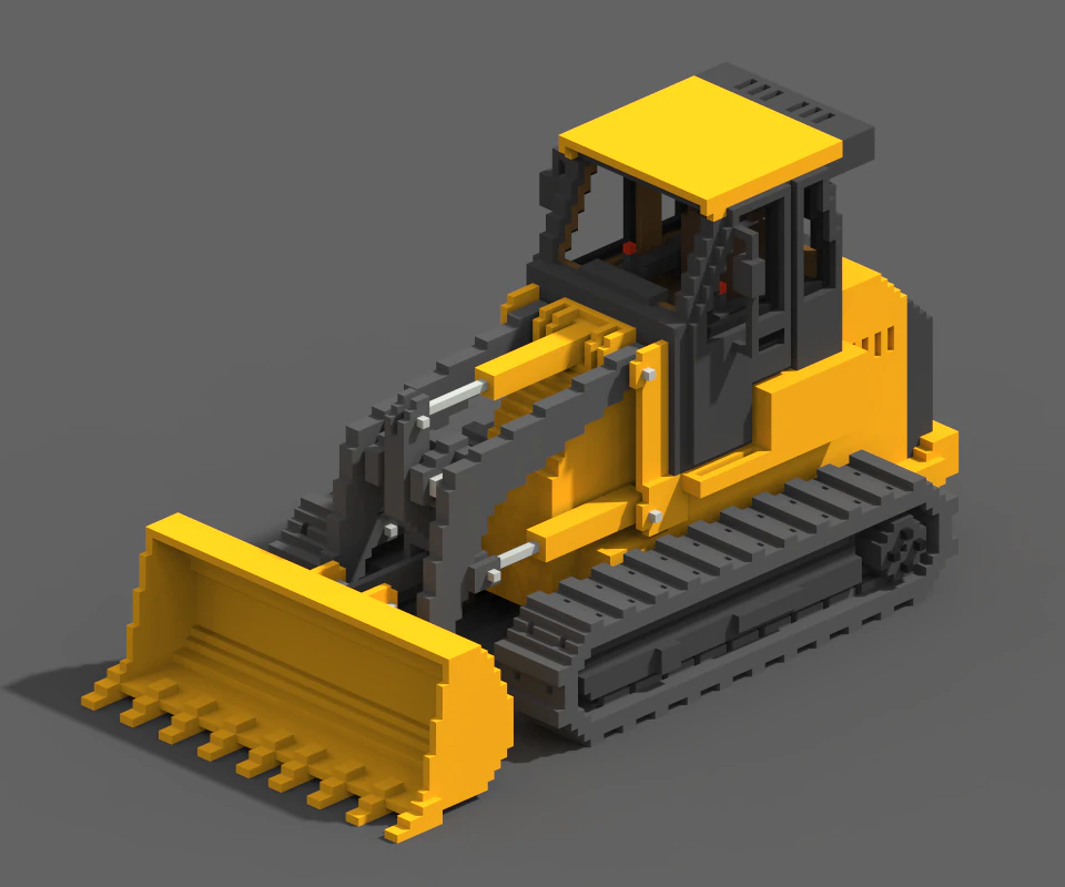 Voxel Crawler Loader 3D Model .c4d .max .obj .3ds .fbx .stl .blend 