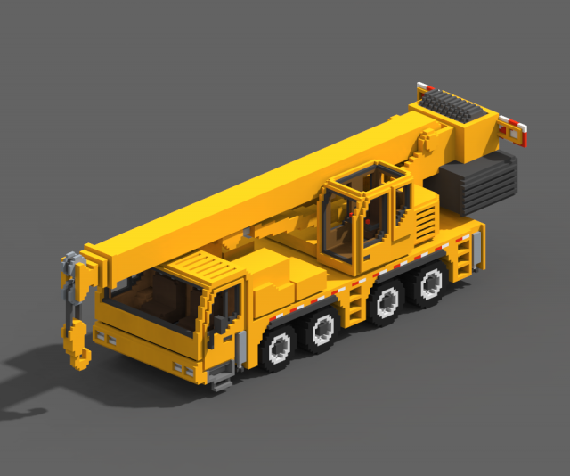 Voxel Crane Truck 3D 模型 .c4d .max .obj .3ds .fbx .stl .blend 
