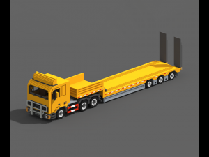 Voxel Truck And Loader Trailer 3D Model