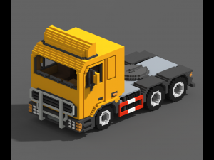 Voxel Truck And Loader Trailer 3D Модель