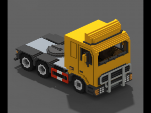 Voxel Truck And Loader Trailer 3D Модель