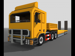 Voxel Truck And Loader Trailer 3D Модель
