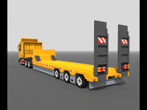 Voxel Truck And Loader Trailer 3D Модель
