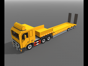 Voxel Truck And Loader Trailer 3D Модель