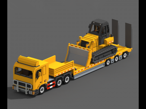 Voxel Truck And Loader Trailer 3D Модель