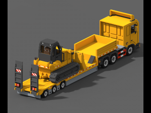 Voxel Truck And Loader Trailer 3D Модель