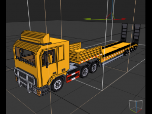 Voxel Truck And Loader Trailer 3D Модель