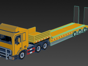 Voxel Truck And Loader Trailer 3D Модель