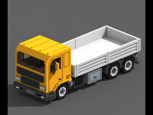 Voxel Flatbed Truck 3D Model