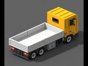 Voxel Flatbed Truck 3D Model