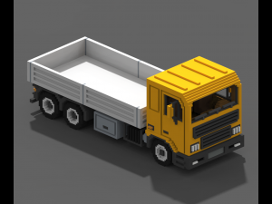 Voxel Flatbed Truck 3D Model