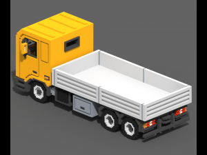 Voxel Flatbed Truck 3D Model