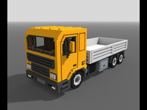 Voxel Flatbed Truck 3D Model
