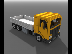Voxel Flatbed Truck 3D Model