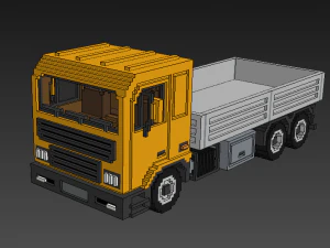 Voxel Flatbed Truck 3D Model