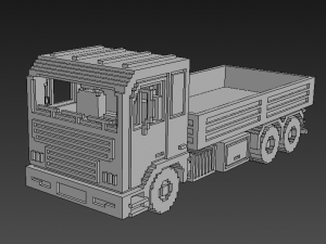 Voxel Flatbed Truck 3D Model