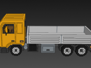 Voxel Flatbed Truck 3D Model