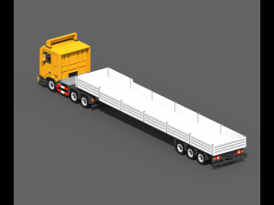 Voxel Truck Flatbed Trailer 3D Model