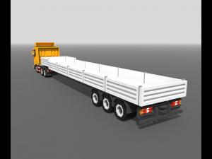 Voxel Truck Flatbed Trailer 3D Model